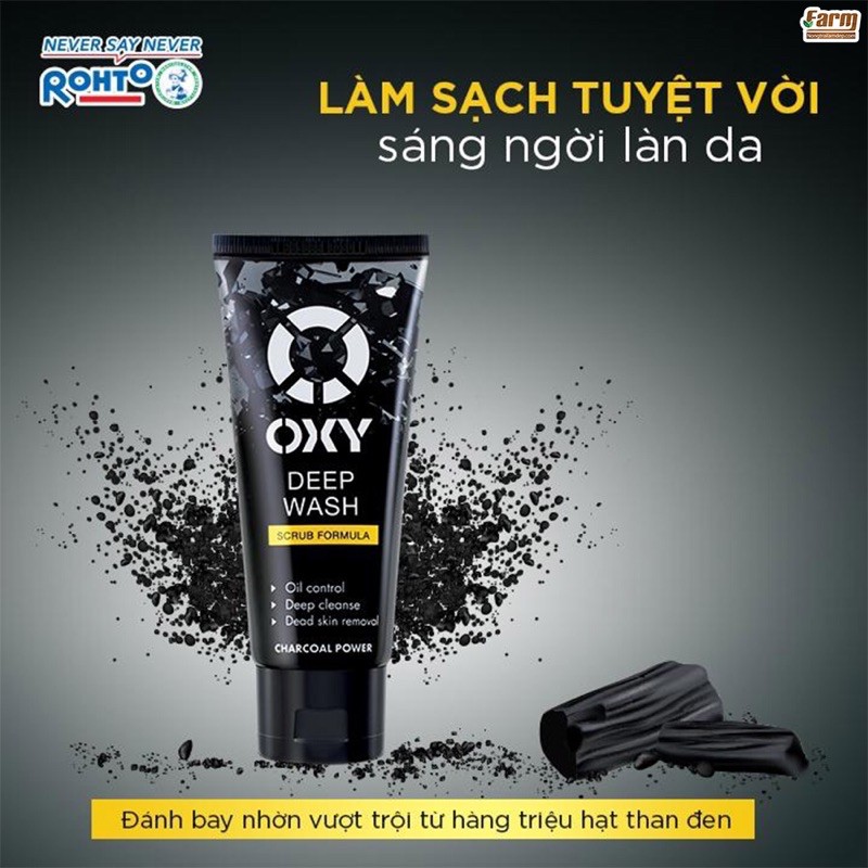 Sữa rửa mặt cho nam Oxy Deep Wash Scrub Formula có hạt  giúp sạch sâu đánh bay nhờn sáng da 100g - Mỹ phẩm Mộc Lan