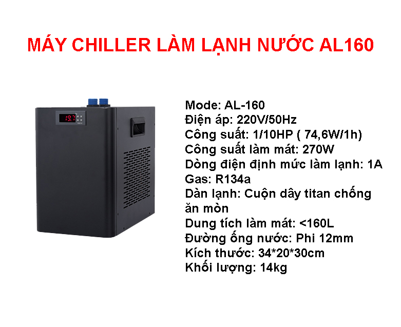 Máy Chiller làm lạnh nước, làm mát bể cá, máy khắc lase AL 160L