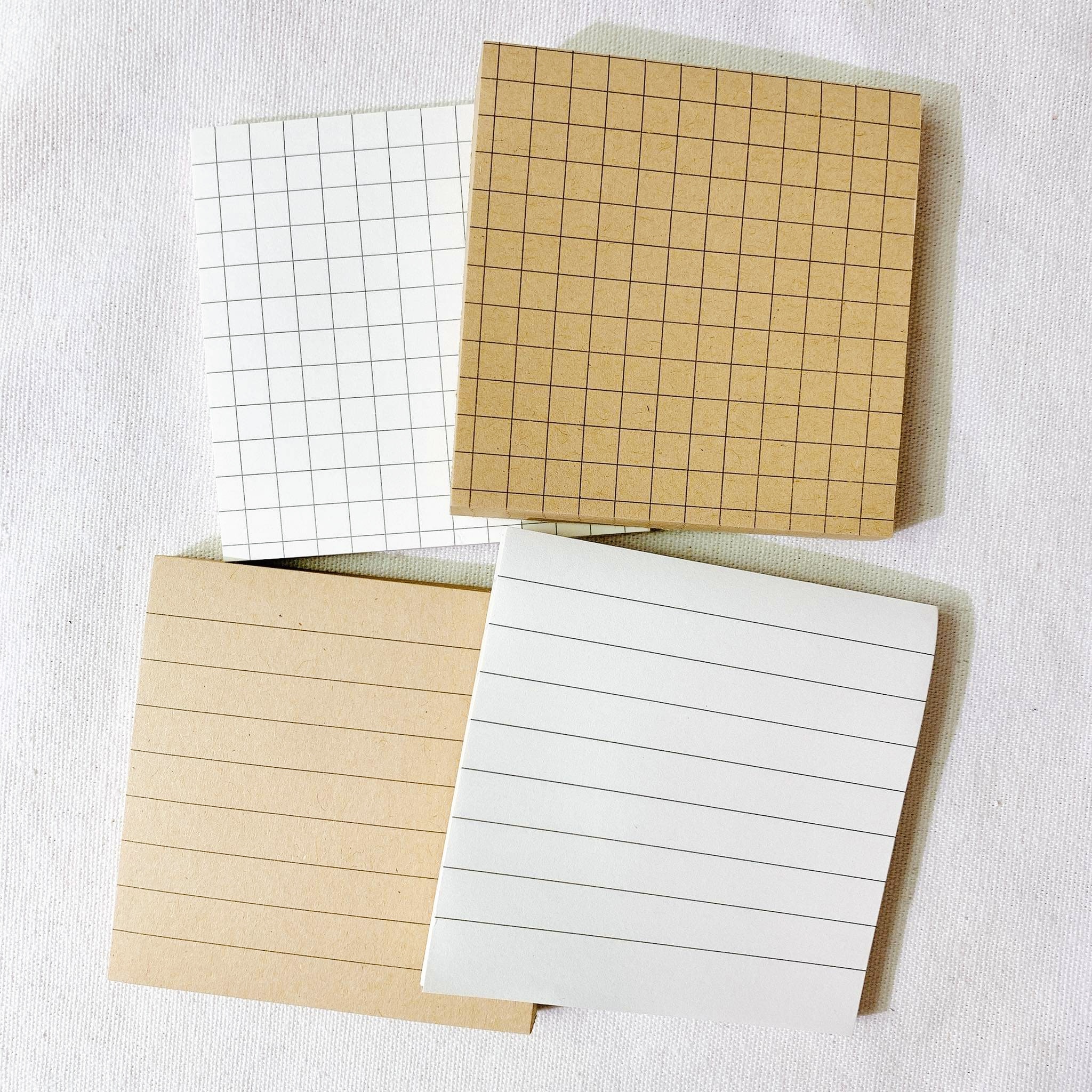 Set 80 tờ giấy note ghi chú kraft / trắng grid line ô vuông kẻ ngang