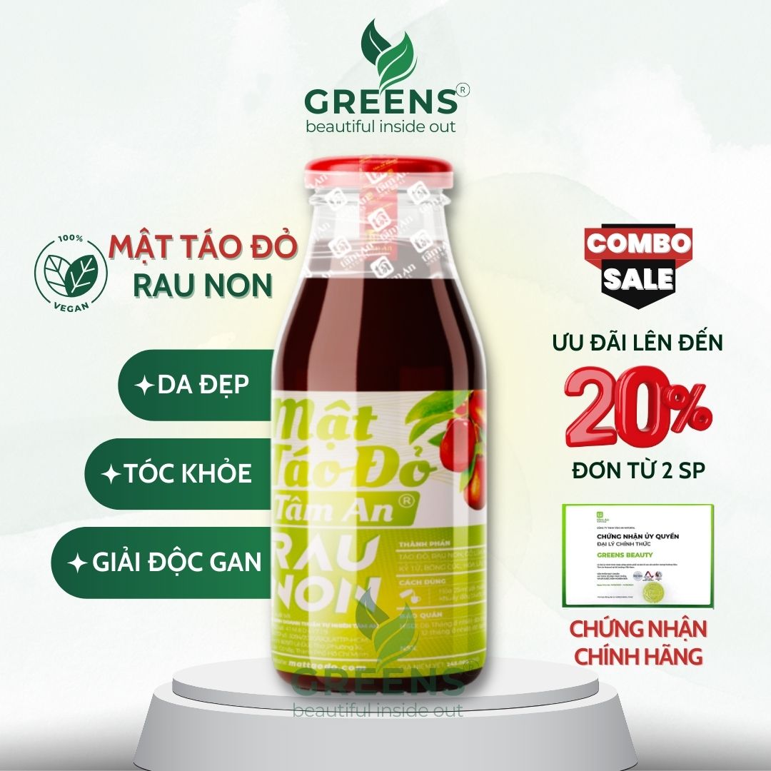 Mật táo đỏ rau non tâm an - giải độc gan, tăng miễn dịch; giúp ngủ ngon đẹp da | greens beauty