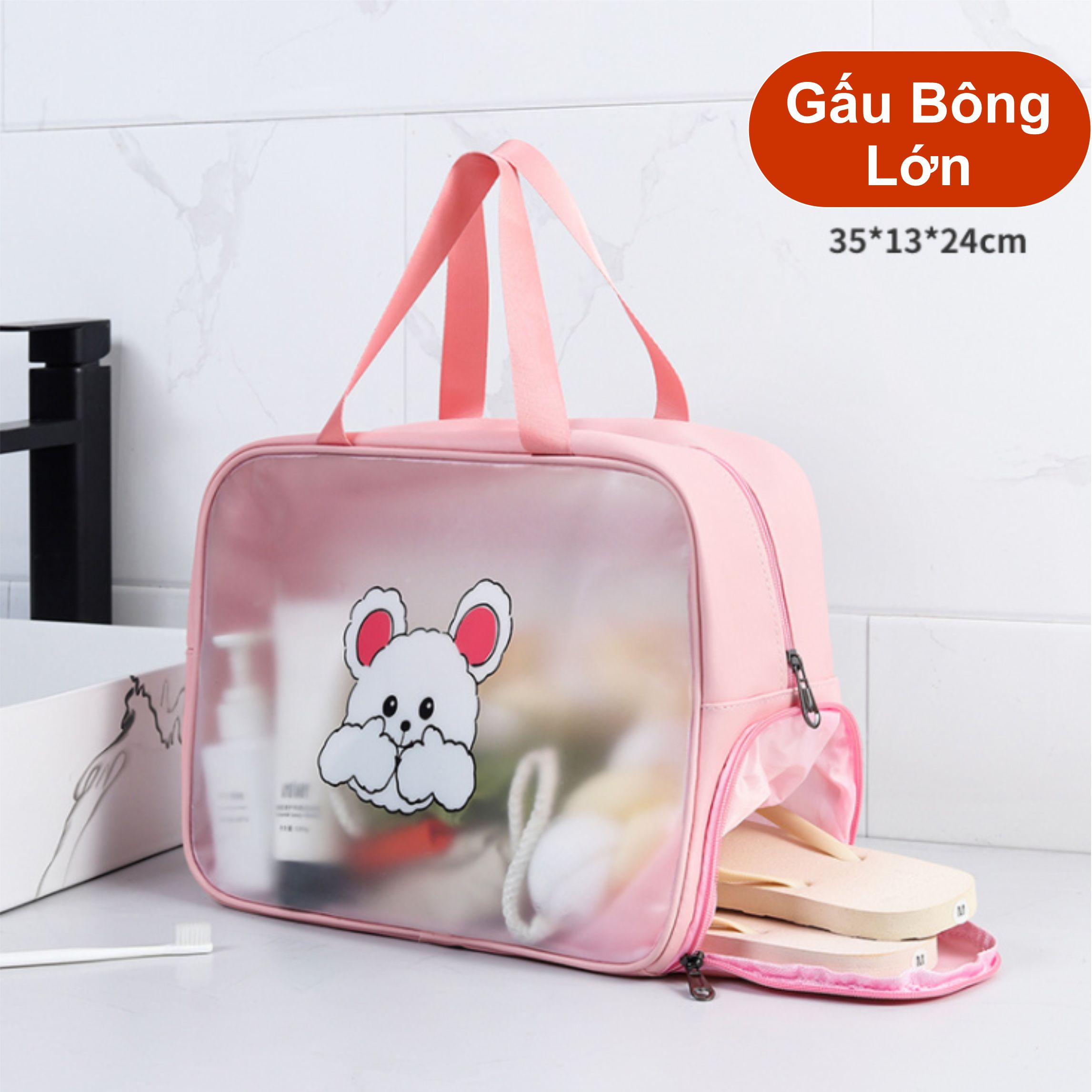 Túi đựng đồ đa năng in hình gấu bông trắng