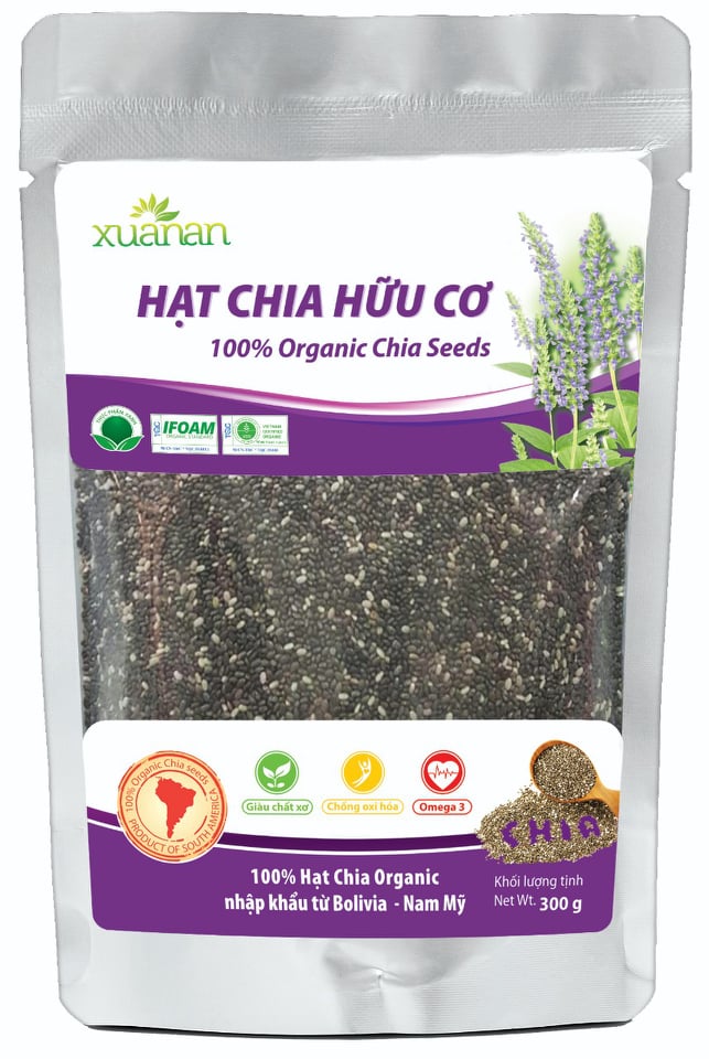Hạt Chia Organic Xuân An Gói  300gr(Tặng Khuyến Mãi Kèm Theo)