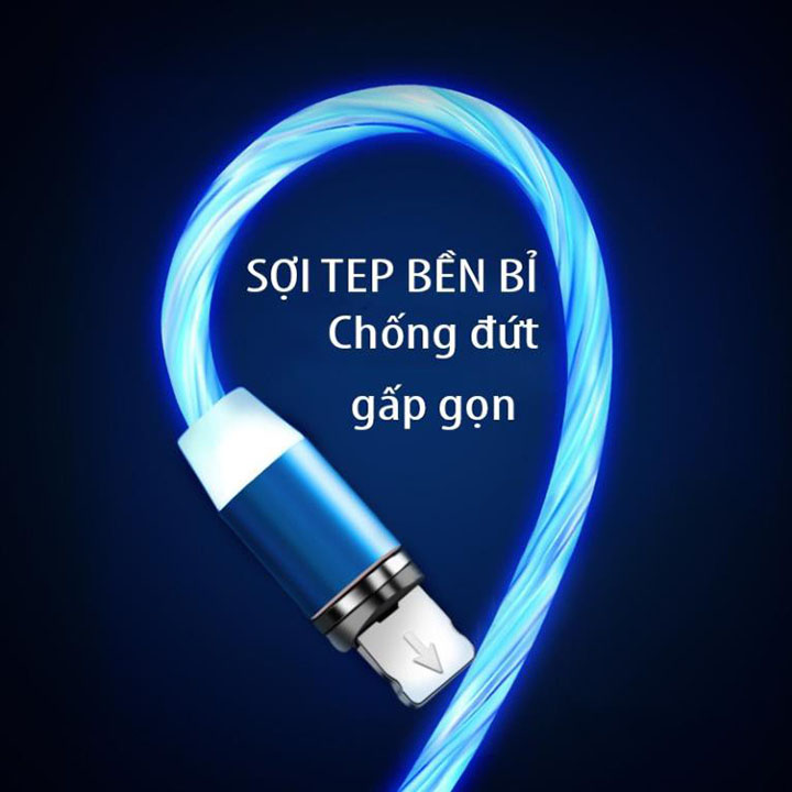 Dây cáp sạc nam châm phát sáng xoay 360 độ,từ tính hit mạnh,cáp sạc ip,cáp sạc đèn led,dây sạc nam châm,cáp bọc