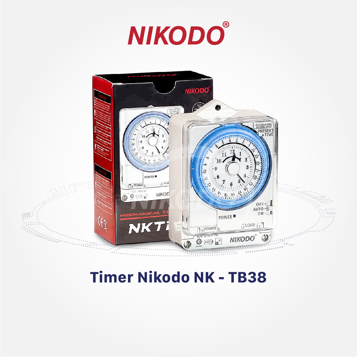 Công tắc hẹn giờ điện tử Nikodo NK-TB38, timer cơ có pin dự phòng đến 300 giờ