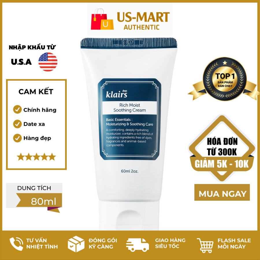Kem Dưỡng Klairs Rich Moist Soothing Cream