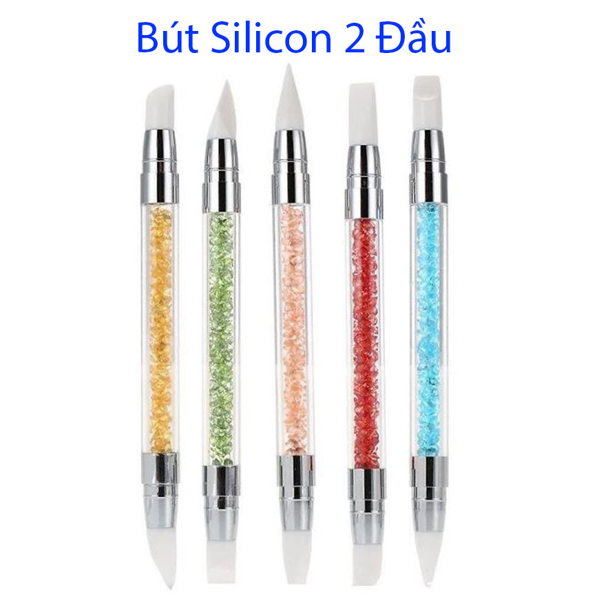 Bút đẩy stick silicon 2 đầu chất lượng - bút silicon đa năng đẩy stick nặn hoa 2 đầu phụ kiện chuyên dụng nail