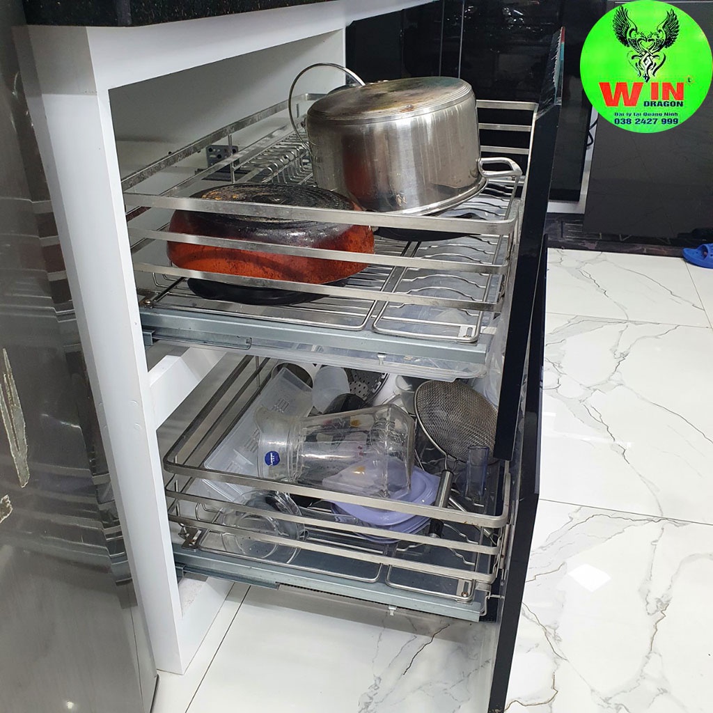 Giá úp xoong nồi chuyên gắn cánh kéo inox sus 304,bộ gồm 2 tầng,Gía úp xoong nồi