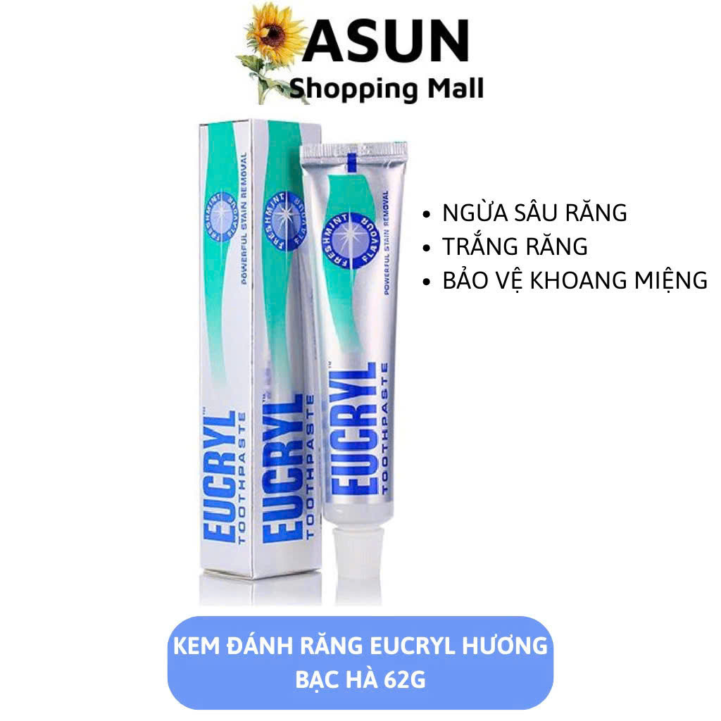Kem Đánh Răng Eucryl Hương Bạc Hà 62g Ngừa Sâu Răng, Trắng Răng, Bảo Vệ Khoang Miệng Tooth Paste