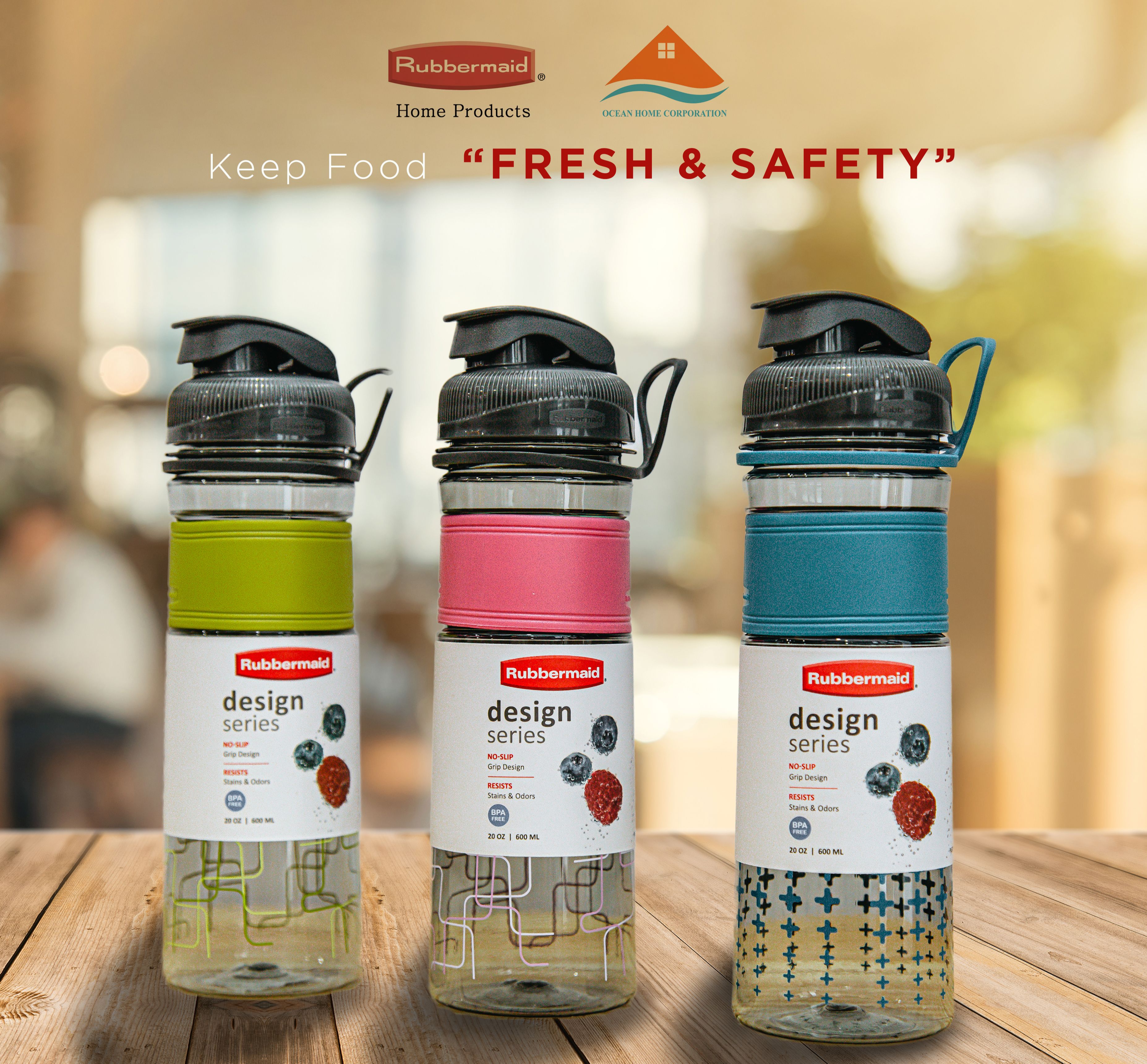 Bình Nước Rubbermaid bằng nhựa Tritan 600ml Màu Hồng/Xanh Lá/Xanh Dương