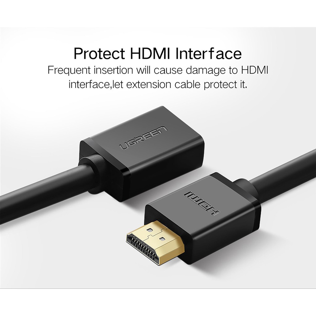 Cáp tín hiệu HDMI nối dài hỗ trợ 4K 2K Ugreen 10140 0.5M màu Đen HD107 - 10140