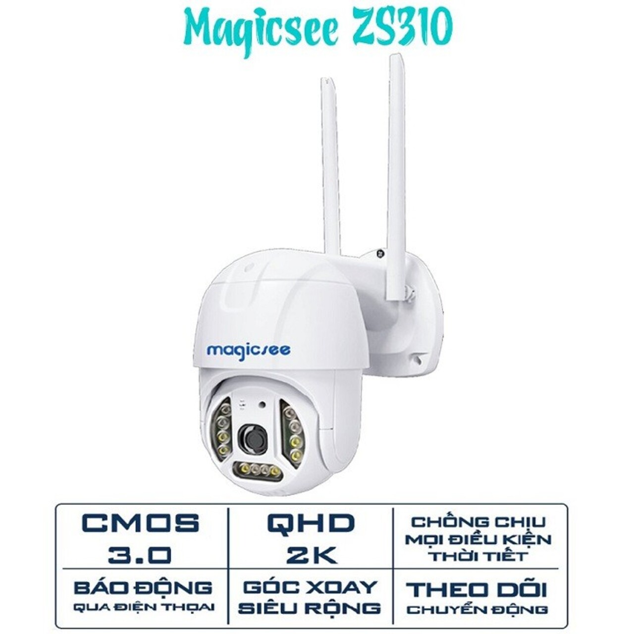 Camera giám sát an ninh ngoài trời không dây wifi Magicsee ZS310 Cmos 3.0 - 2K - Chống nước IP68 - Hồng ngoại - Cảnh báo chuyển động