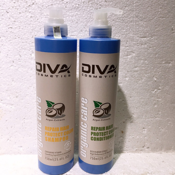 Bộ Dầu Gội Diva Xanh 750ML*2 Phục Hồi Và Giữ Màu Nhuộm Mẫu 2019