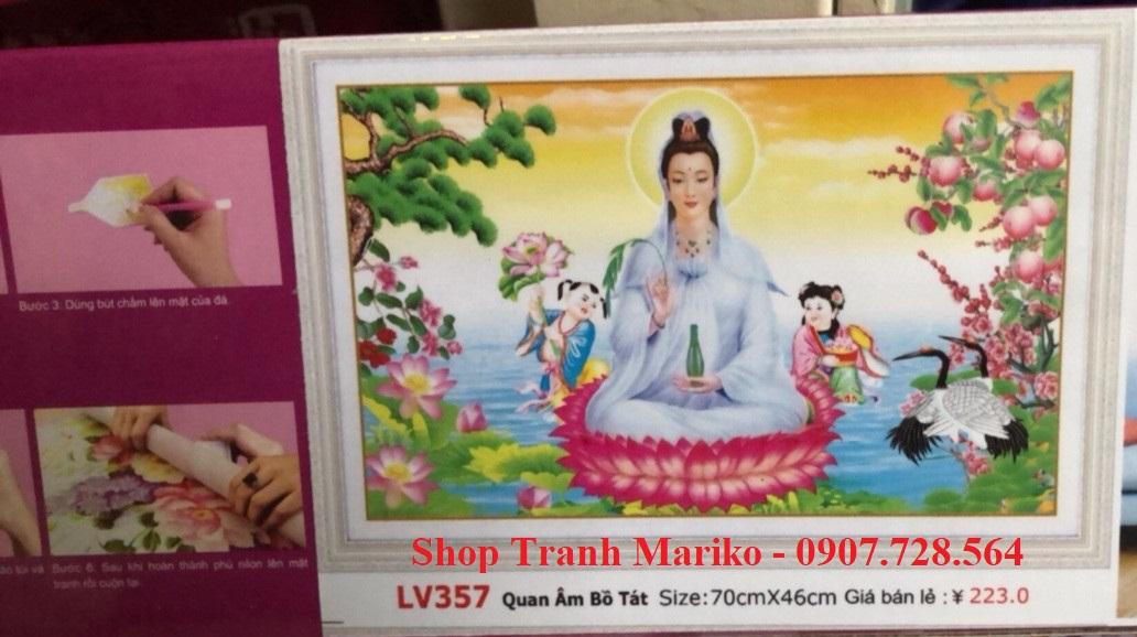 [HCM]Tranh đính đá Quan Âm Bồ Tát LV357_70*46 cm