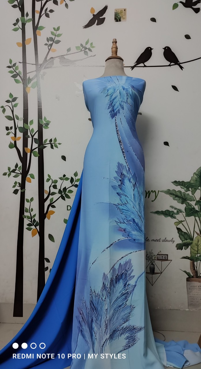 Vải áo dài đẹp, lụa Thái Tuấn - sản phẩm thiết kế độc quyền, in vải ngang, có giãn