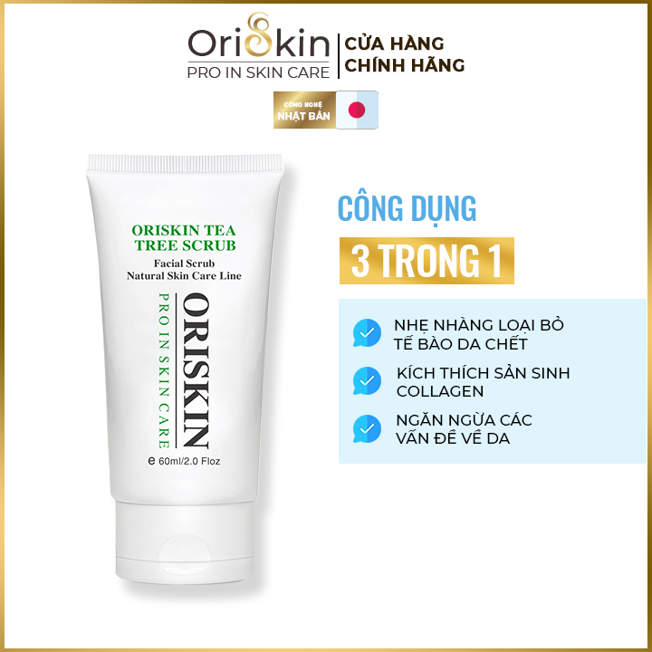 Kem tẩy tế bào chết cho da mặt oriskin tea tree, dưỡng sáng da mặt, loại bỏ lớp bụi bẩn, cấp ẩm cho da khô