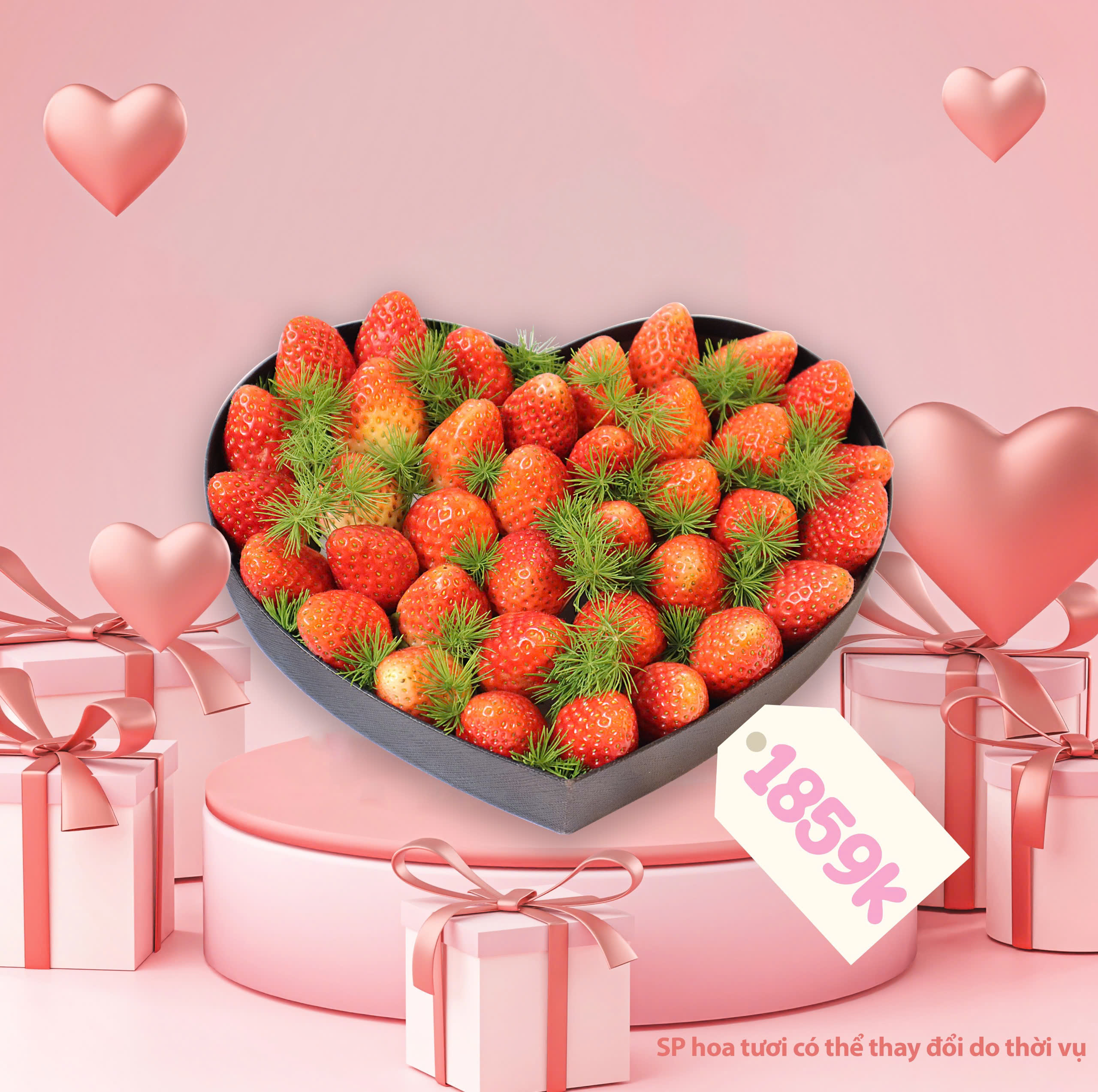 Hộp quà Valentine Trái Tim 14/02 - Tỏ Tình - Dâu Tây Hàn Quốc - Giao Nhanh 2h