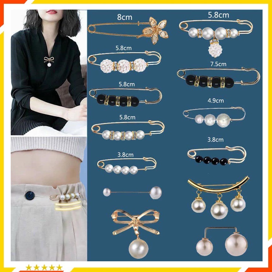 Ghim cài áo freeship - ghim cài quần - set 13 ghim cài quần áo - trâm cài áo - cài áo nữ sang trọng