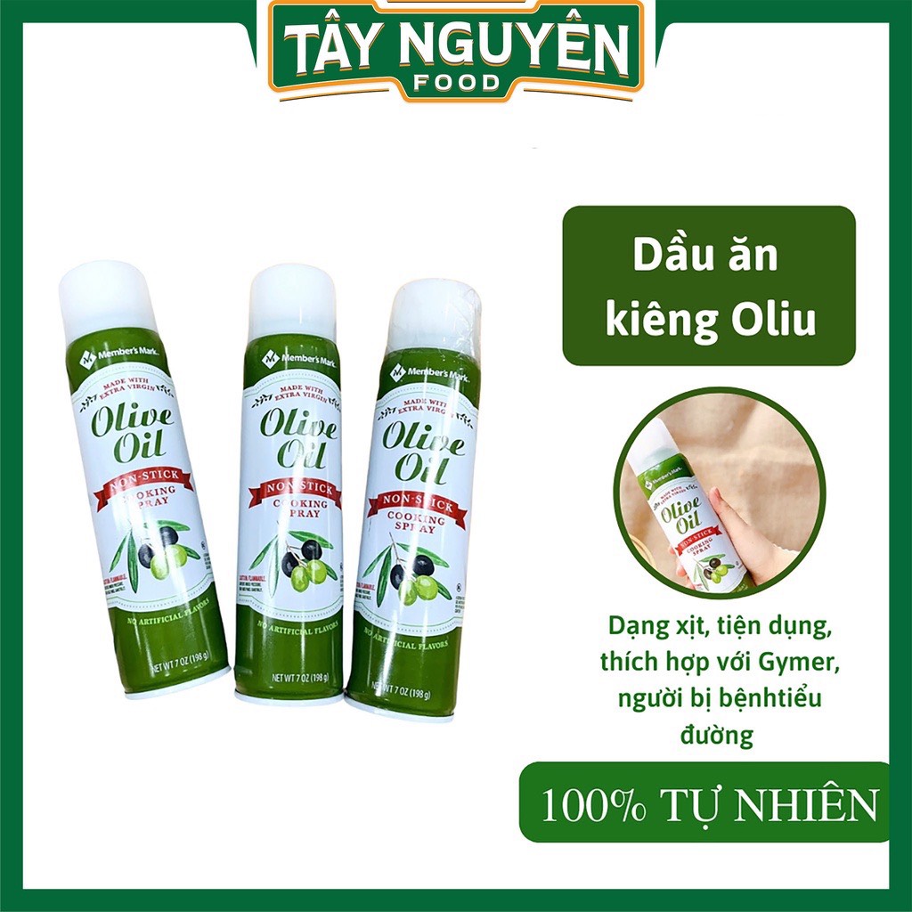 Dầu Oliu ăn kiêng Olive oil dạng xịt 7oz ăn eatclean, giảm cân chai to khoảng 700 lần xịt ô liu - Tây Nguyên Food