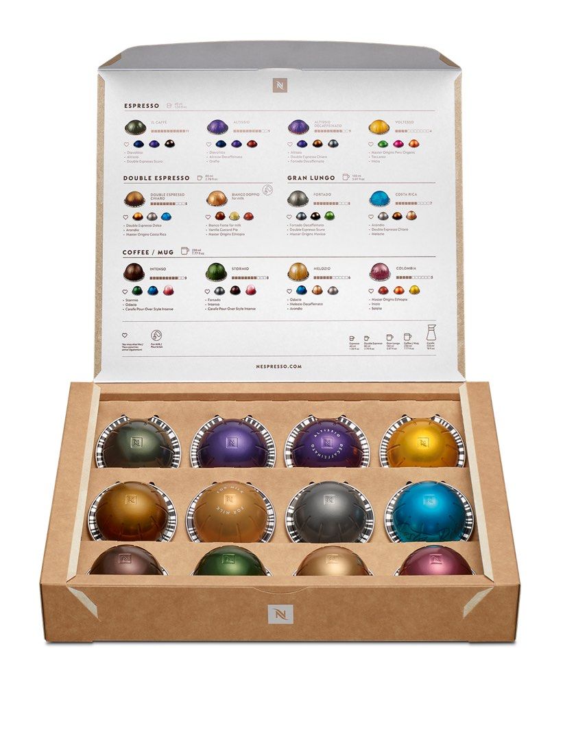 Hộp 12 viên cà phê Capsules Nespresso Vertuo, Cà phê viên nén Máy pha cà phê tự động Vertuo