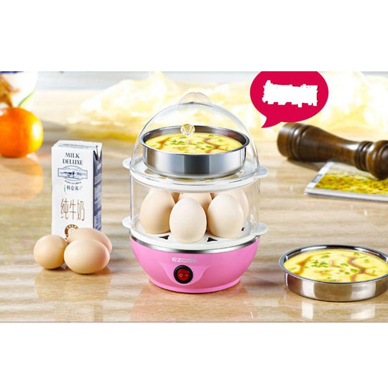 Nồi hấp, luộc trứng và bánh 2 tầng đa năng - Máy hấp thực phẩm 2 tầng: Luộc trứng, hâm nóng thức ăn, hâm nóng sữa cho bé,... K&NShop.
