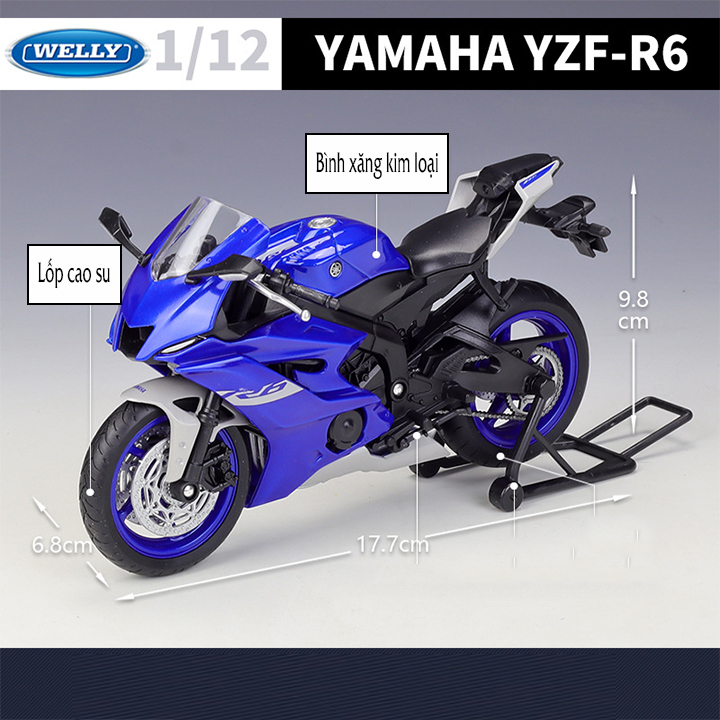 Xe mô hình mô tô Yamaha R6 118  Blue Mô Hình