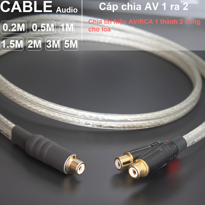 Cáp av 1 ra 2 diy 0.2m đến 5m - dây av cái ra 2 av cái