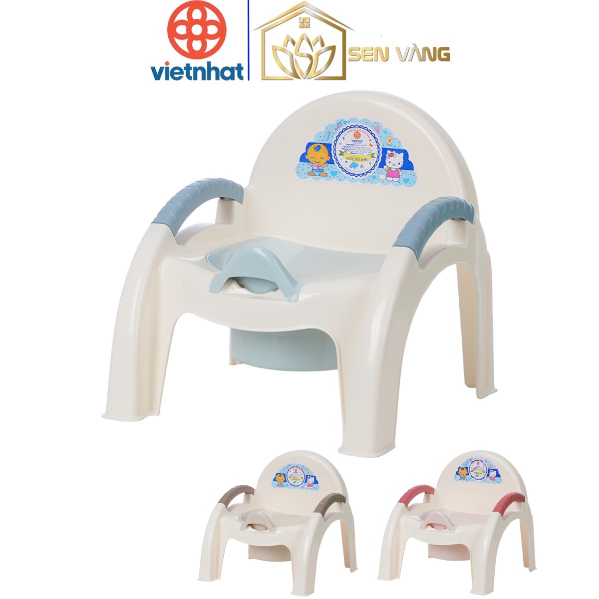  Bô ghế di động nhựa VIỆT NHẬT - Tập cho bé ngồi vệ sinh có tựa lưng nắp bô tháo rời - 3091 