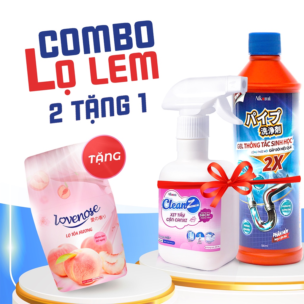 Combo Lọ Lem Tẩy cặn canxi CleanZ + Gel thông tắc sinh học 500ml chống ăn