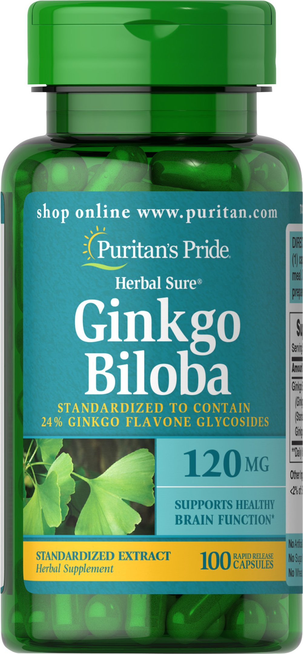 Viên uống bổ não Puritan’s Pride Ginkgo Biloba 120mg 100 viên tăng tuần hoàn não nâng cao trí nhớ
