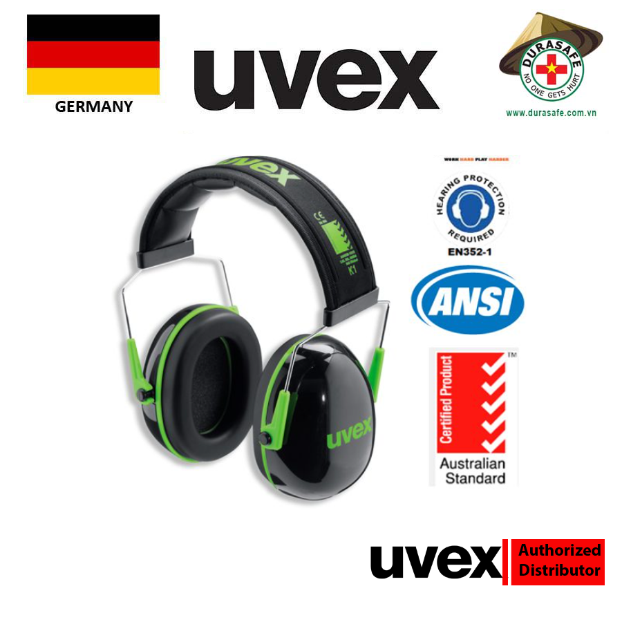 Bịt tai chống ồn thời trang cá tính UVEX 2600001 K1 Earmuff 28dB (chống ồn đi máy bay, tàu xe, động cơ máy móc)