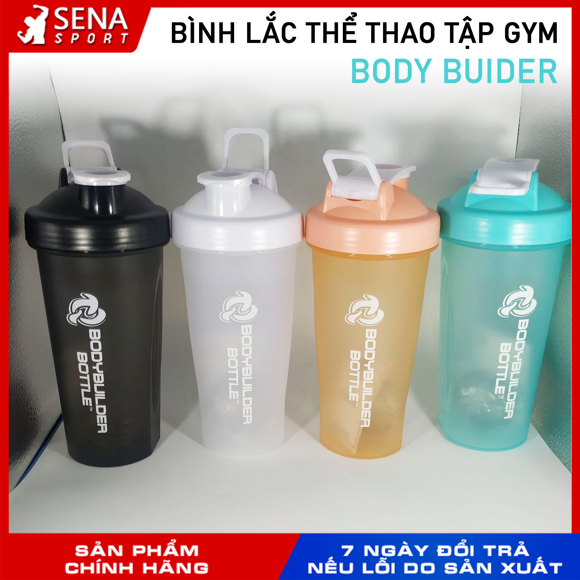 Bình Lắc Thể Thao Body Builder 600ML dùng đựng nước, lắc pha đồ uống cực nhanh