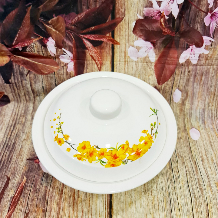 Thố sứ trắng kèm nắp - thố sứ