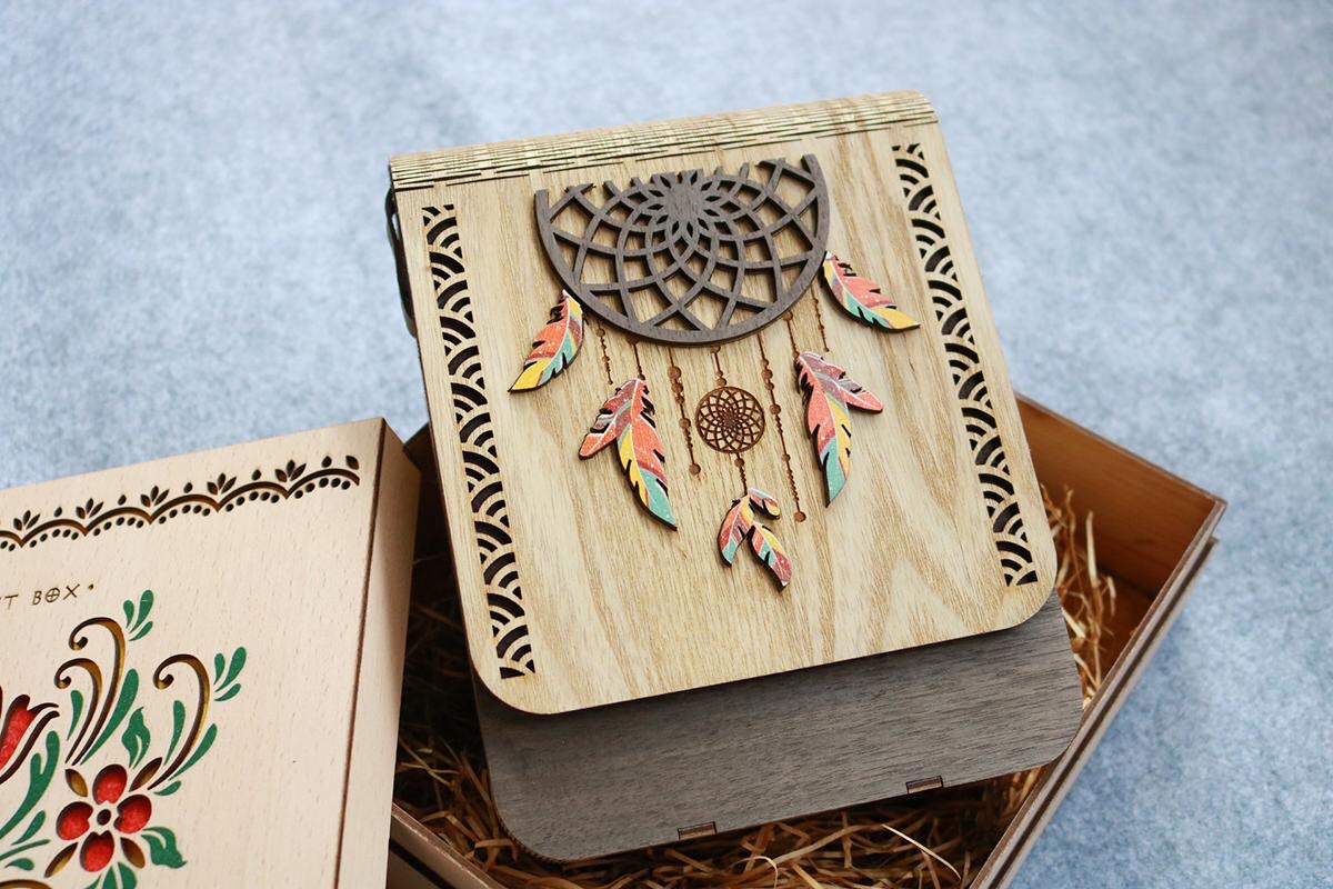 Túi xách gỗ handmade - Giỏ xách Vintage style In Hình Dreamcatcher - Mẫu 18