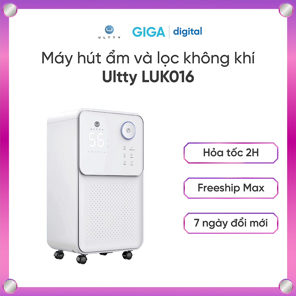 Máy hút ẩm và lọc không khí Ultty LUK016 - Máy hút ẩm Ultty 4 chế độ thông minh - Kiểm soát độ ẩm chính xác - Kết hợp lọc khí, khử mùi than hoạt tính - Tặng máy khử mùi tủ lạnh