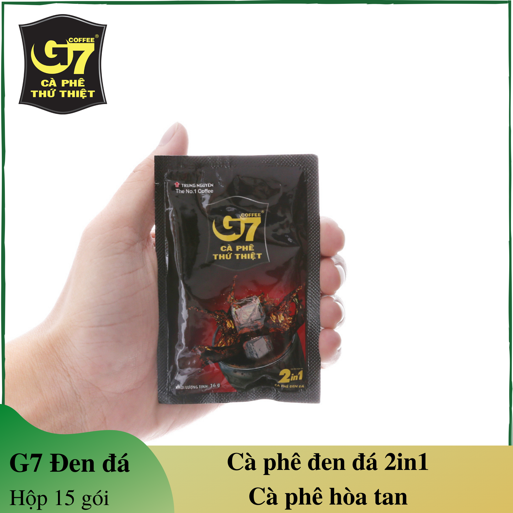 Cà phê G7 2in1 Hòa tan đen đá Trung Nguyên - hộp 15 gói - Cà phê hòa tan