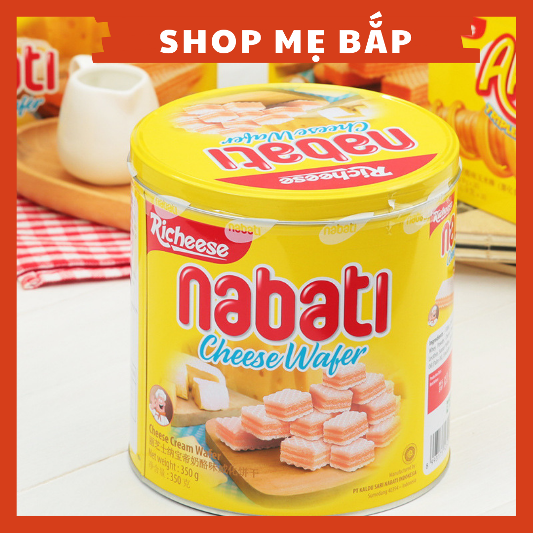 Bánh xốp nabati cheese wafer hộp thiếc 350g - vị phô mai thơm béo - shop mẹ bắp