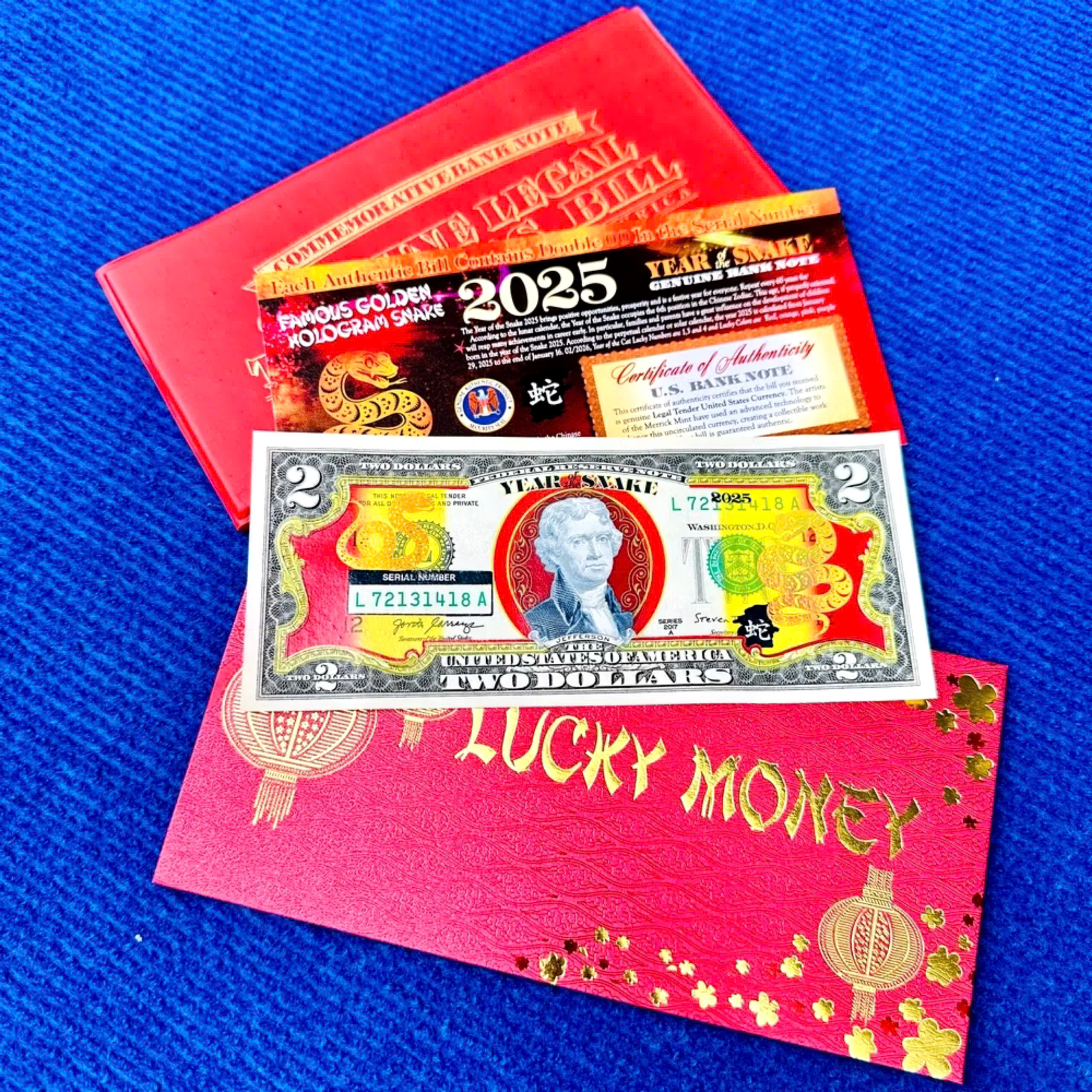 Set 5 Bộ Tiền 2 Đô Hình Con Rắn Quà Tặng Tết Ất Tỵ 2025 Quà Tặng Phong Thủy