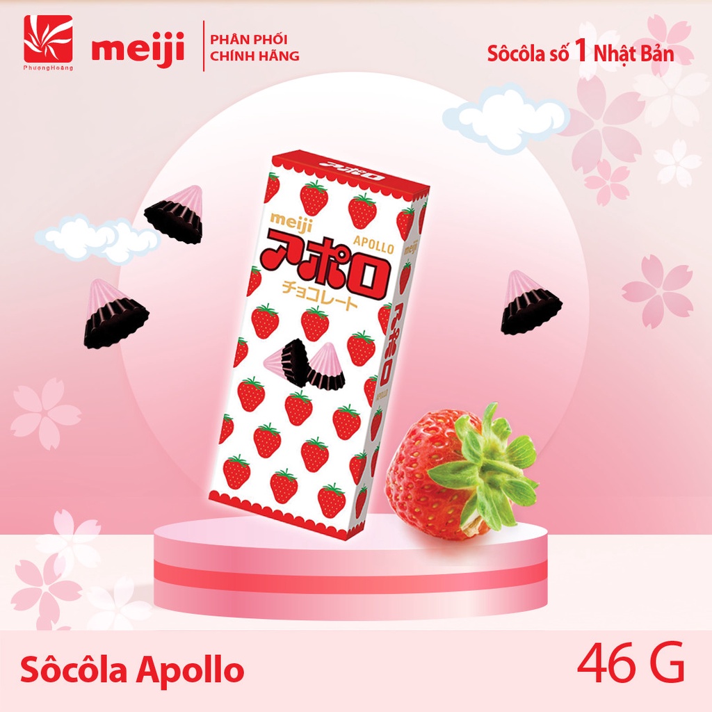 Socola apollo hình nấm vị dâu 46g nhật bản