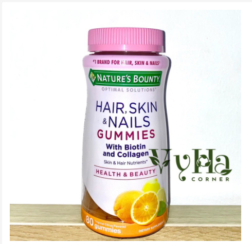 Kẹo Dẻo Nature’s Bounty Hair, Skin & Nails With Biotin and Colagen 80v