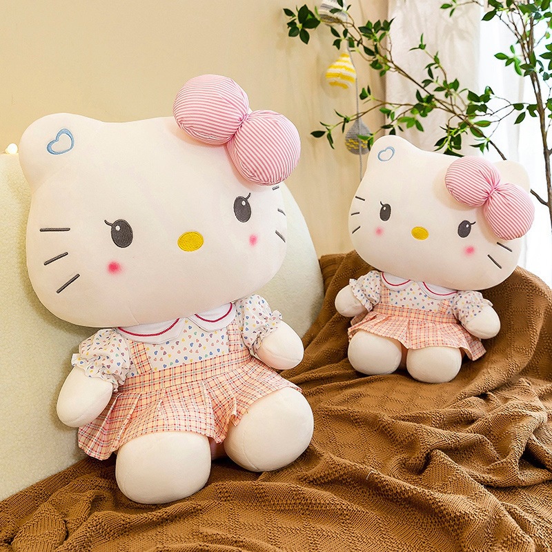 Gấu bông Hello Kitty áo trái tim mặc váy yếm dễ thương NEOCI