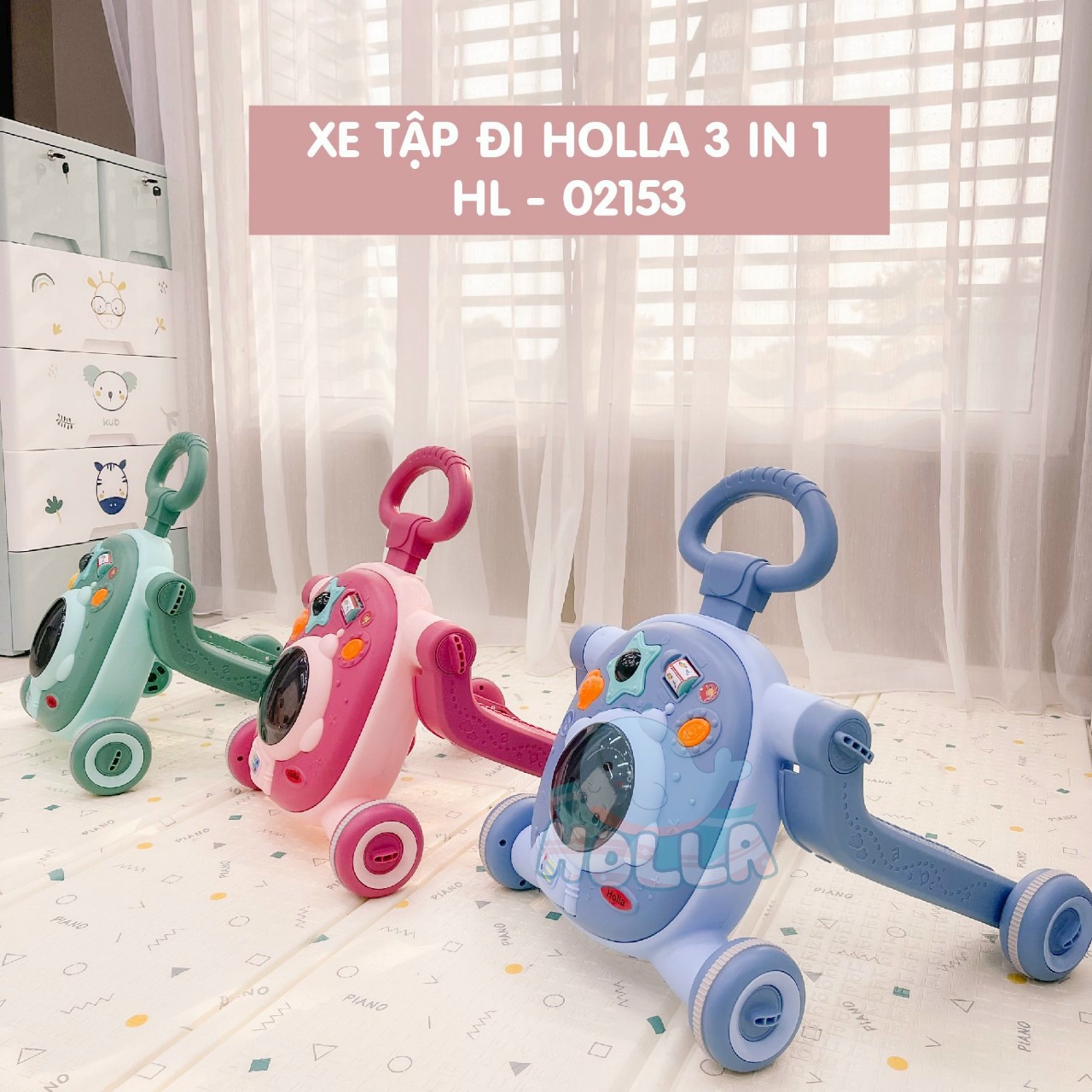 [TẶNG MÃ GIẢM 40K] Xe tập đi 3in1 Holla HL-02153 vừa tập đi, chòi chân và scooter