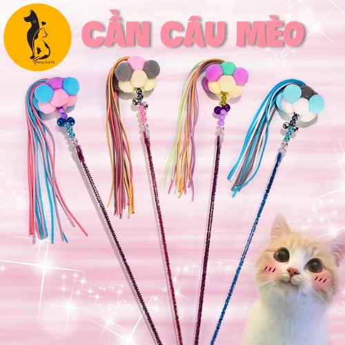 Đồ chơi cho mèo Cần câu mèo dây thép có chuông nhiều loại cho Pet