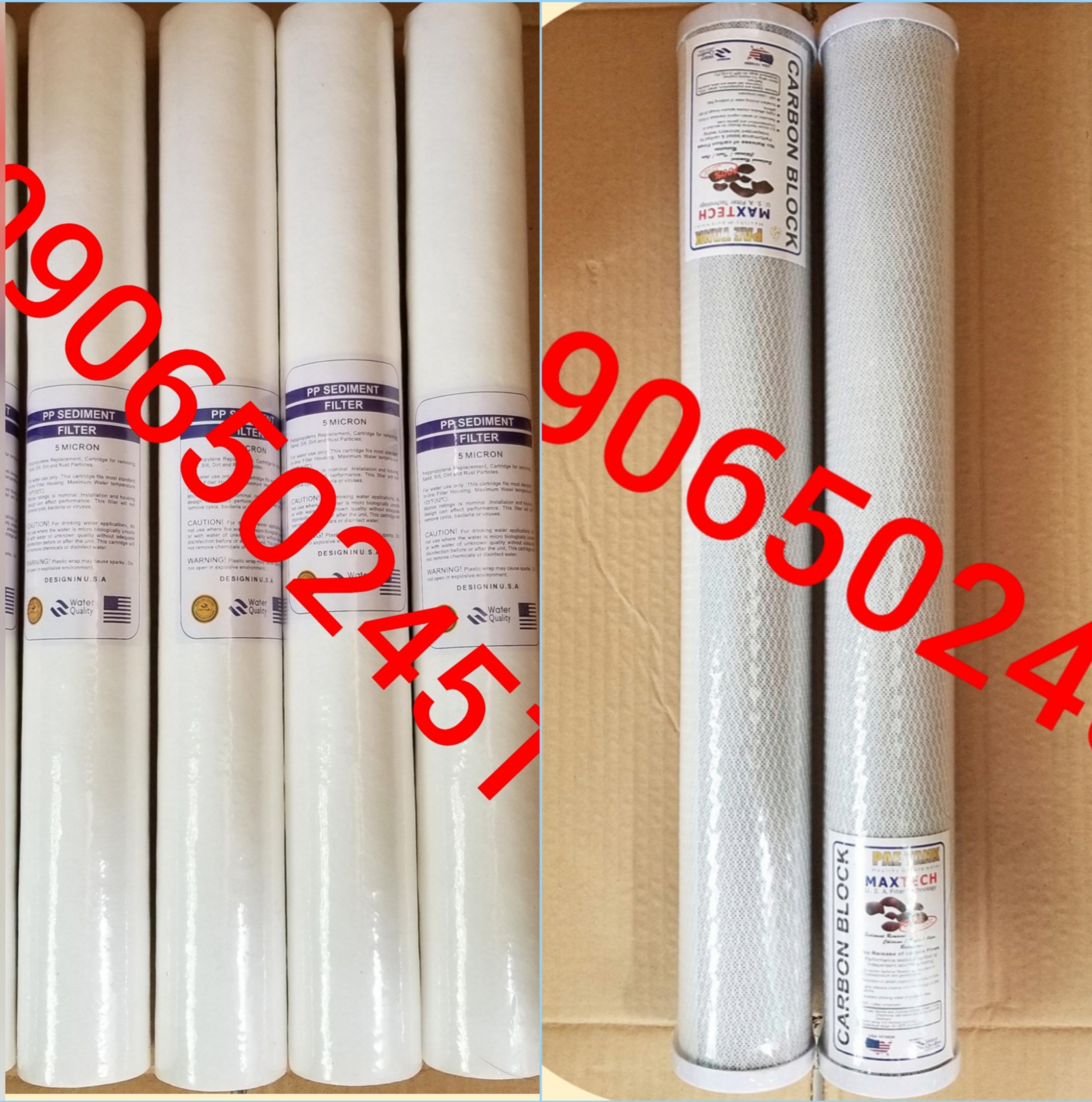 Bộ 6 lõi lọc thô 20 inch dùng cho các loại máy lọc nước gồm 4 lõi số 1 & 2 lõi số 3