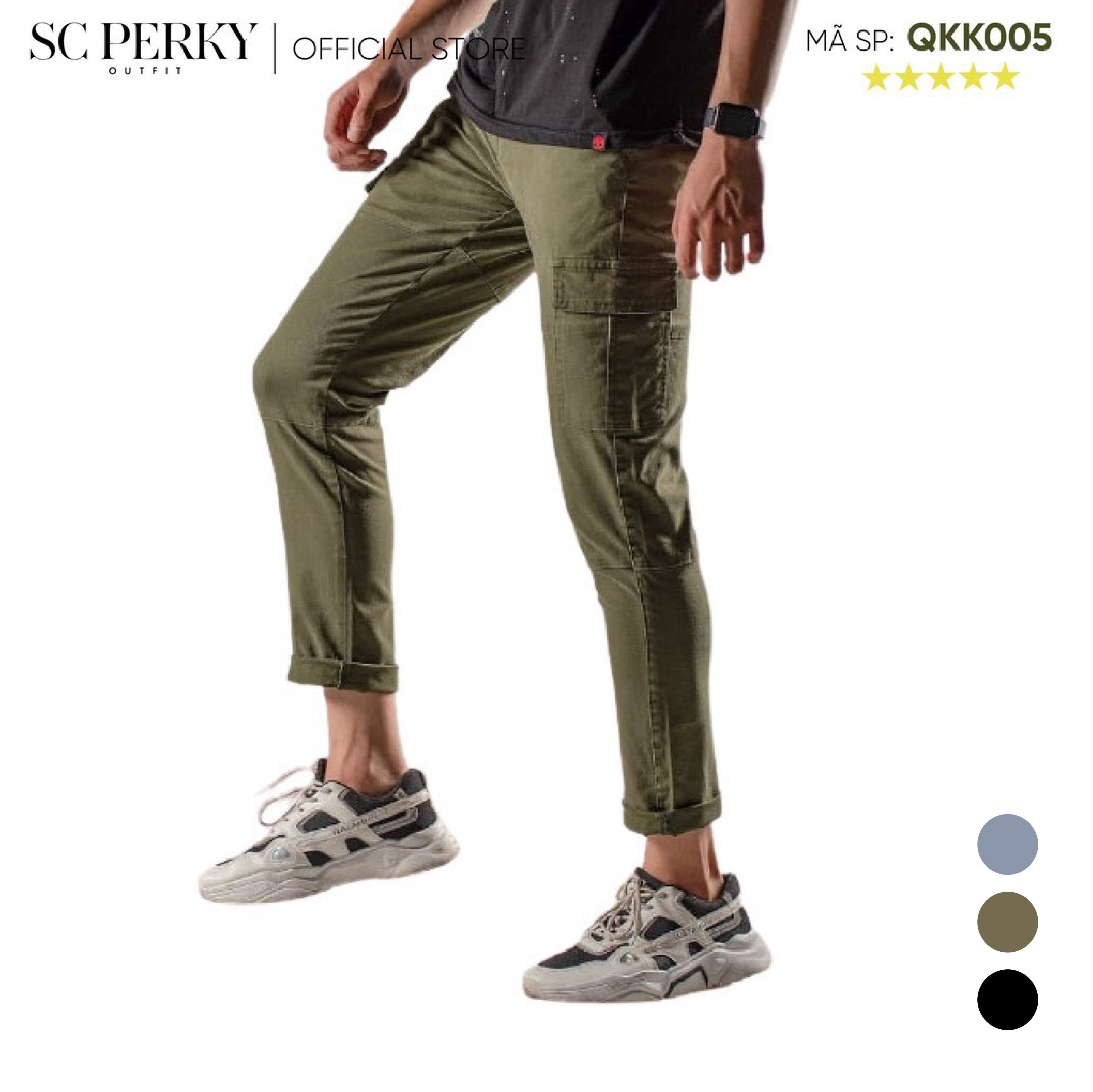 Quần Kaki nam cargo túi hộp Perky Outfit QKK005 - Chất liệu kaki co giãn cực tốt , thiết kế túi hộp năng đọng khoẻ khoắn