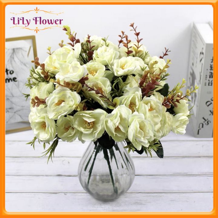 Combo 5 cành hoa hồng trà Rosemari trang trí siêu đẹp cành 10 bông - Hoa giả- Hoa để bàn- Hoa để văn phòng