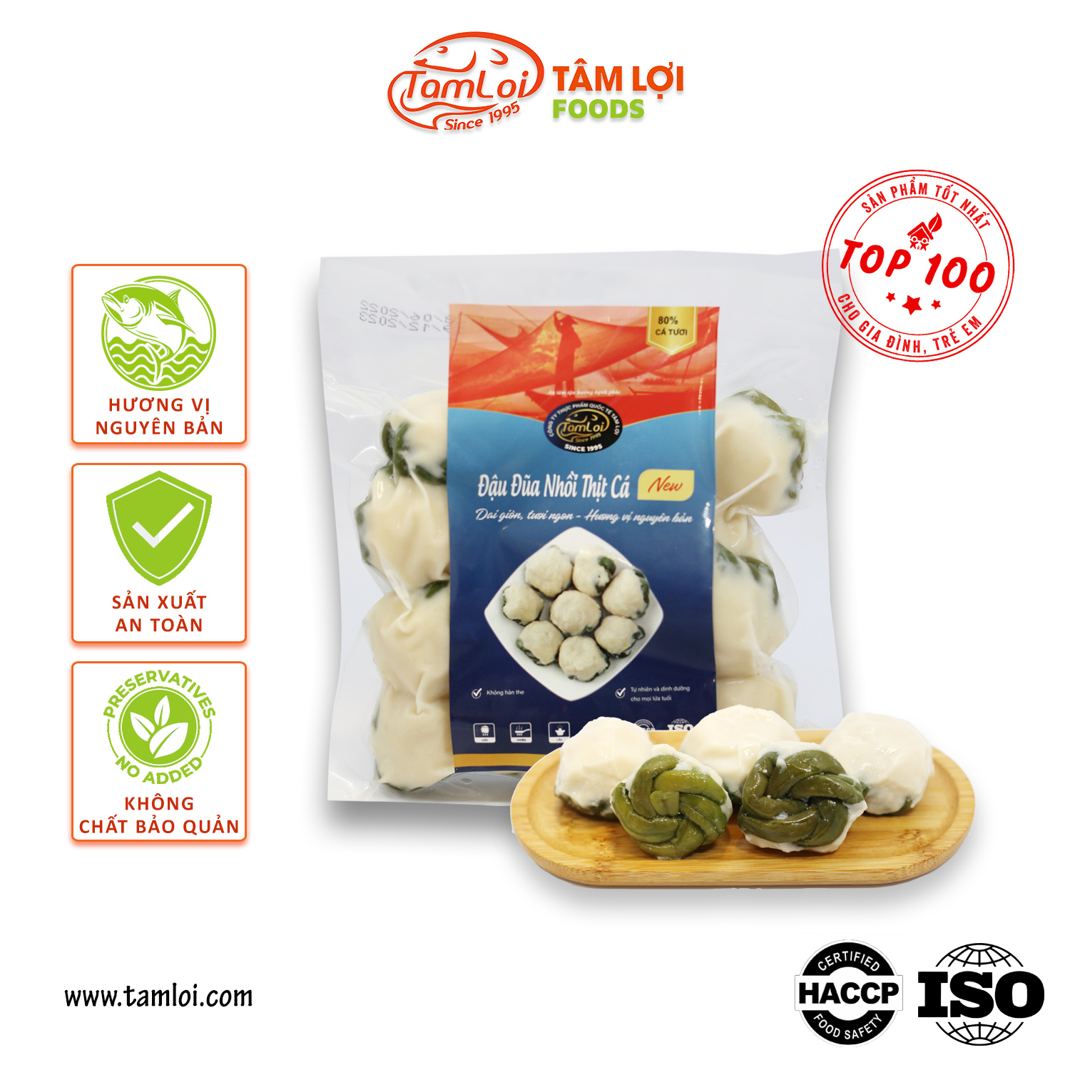 Viên thả lẩu - đậu đũa nhồi thịt cá tâm lợi, loại cao cấp - 200 gram - 500 gram