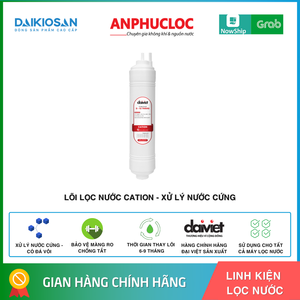 Lõi lọc nước cation dạng kín  C100E nối nhanh Đại Việt