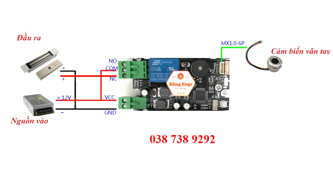 Mạch khóa VÂN TAY 1 CHẠM gắn cửa nhà, thiết bị điện, ô tô, xe máy, xe đạp điện,  v..v..