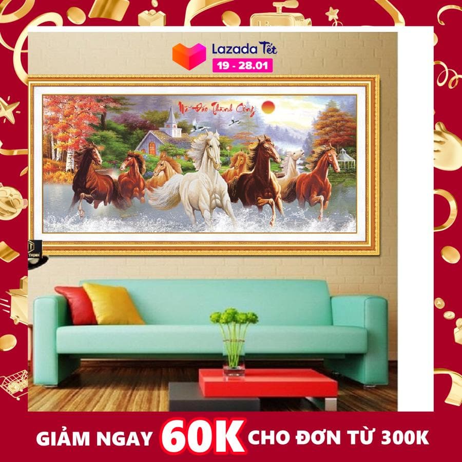 Tranh đính đá mã đáo thành công vs290 kích thước 120x60cm