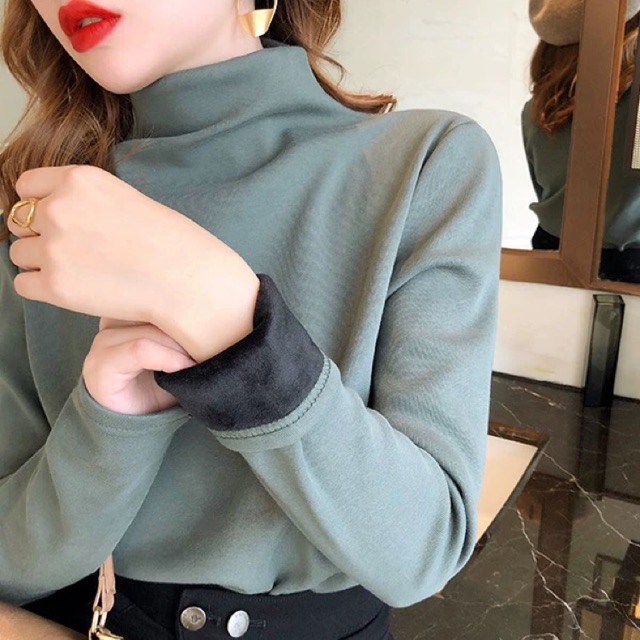 Áo nỉ cổ leo lót lông giữ nhiệt đang sẵn